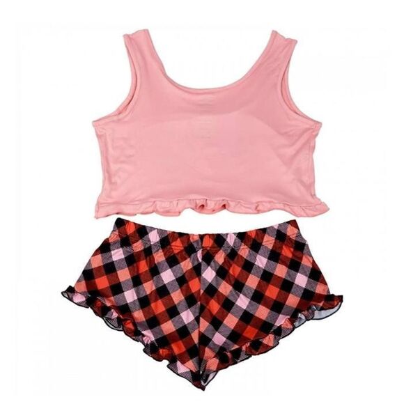 Hello Kitty Sanrio X Nissin Pajama Set Pink Plaid Large -A - Picture 4 of 5